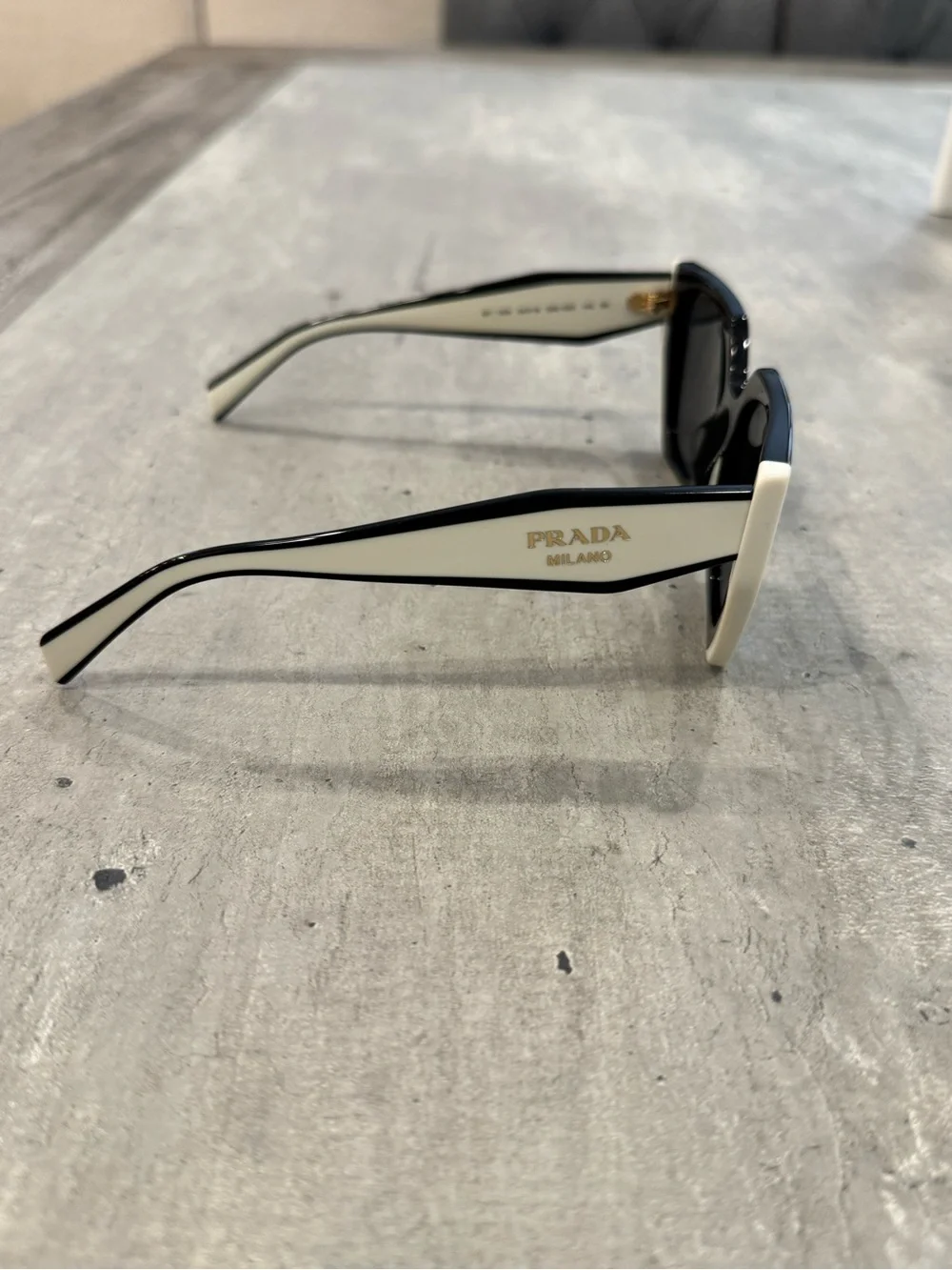 Prada Two-Tone Black and White Acetate Logo Sunglasses